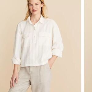 Lou & Grey Crinkle Top Women's Boho Long Sleeve Shirt